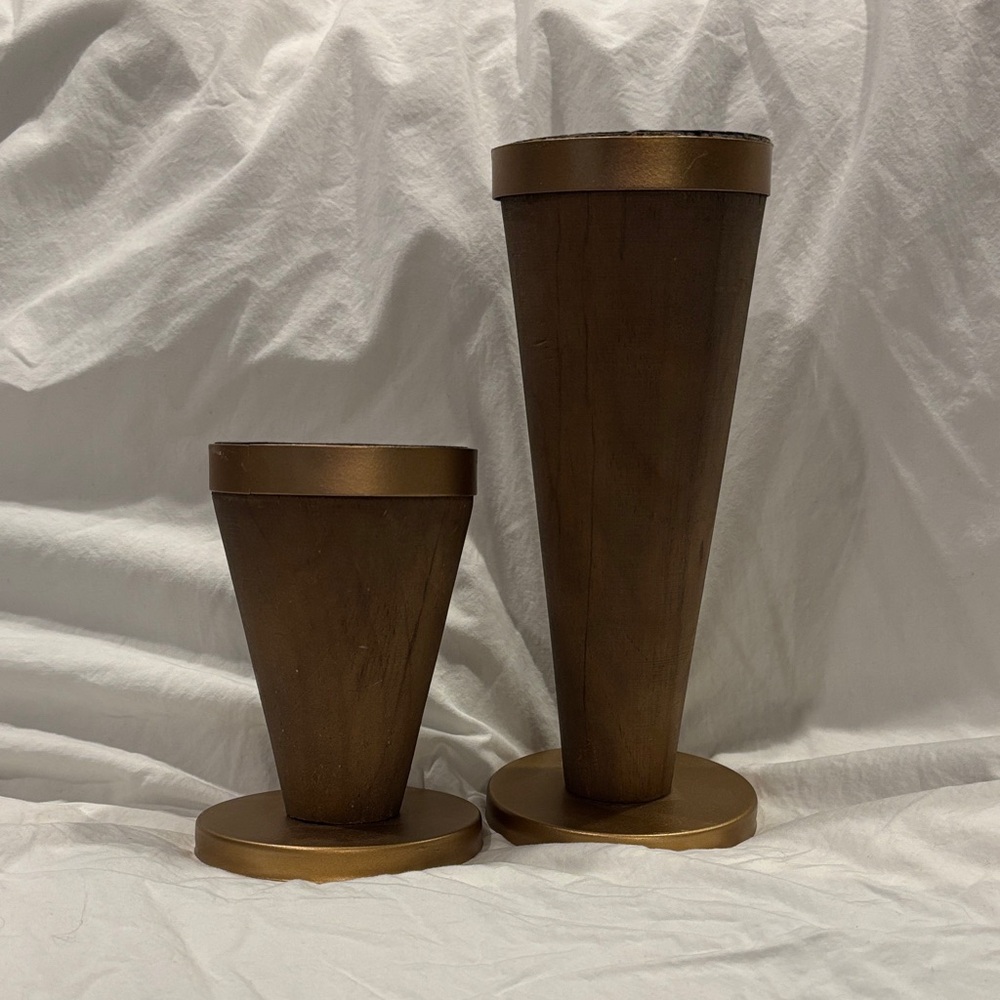 Elegant Brown Wooden Candle Holder